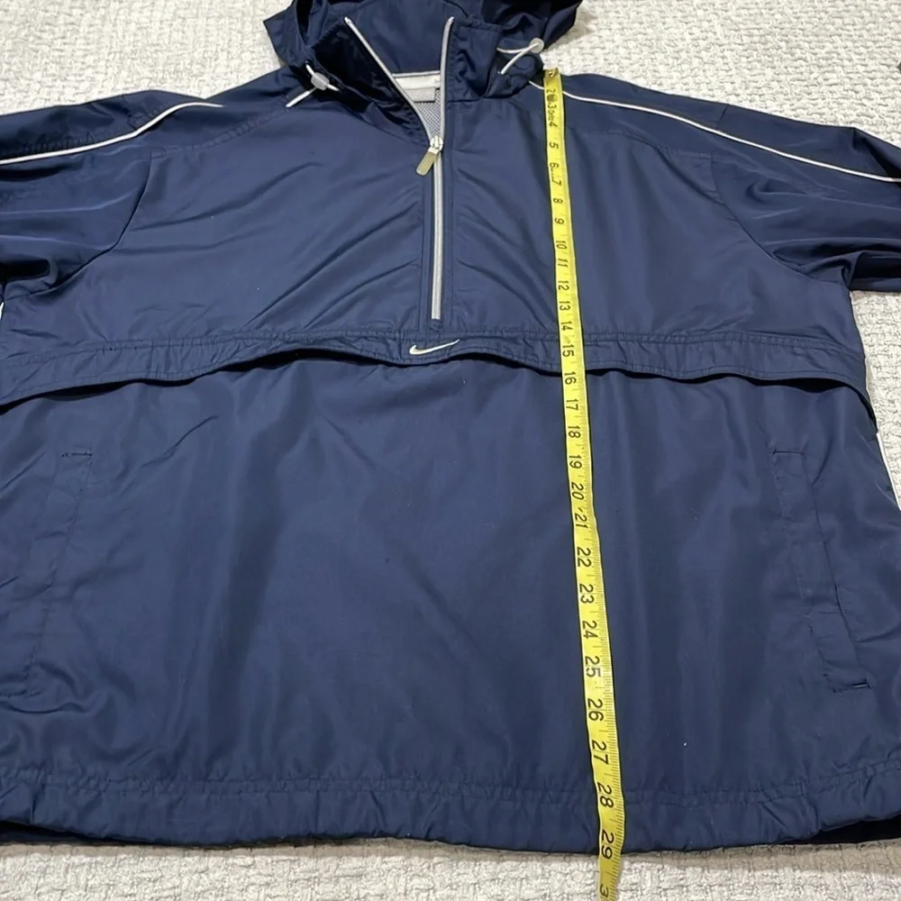 Nike Swoosh Hidden Hood Pullover Anorak Windbreaker Jacket Mens Medium Blue